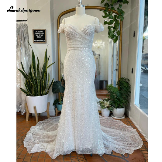 Roycebridal Roycebridal Luxury Mermaid Wedding Dresses Boat Neck Off the Shoulder Vestido Novias Beach Bridal Receipt Dinner Party Gowns