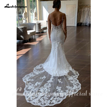 Roycebridal Sexy Bridal Crepe Mermaid Wedding Dress 2025 Vestidos De Noivas Spaghetti Straps Women Boho Beach Wedding Gowns