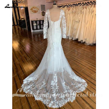 Lakshmigow Long Sleeves Lace Mermaid Wedding Dress 2025 Trouwjurken Vintage Sweetheart Boho Wedding Gowns Vestidos de Nova