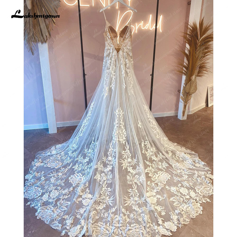 Roycebridal Boheme A Line Wedding Dresses For Women Backless Civil Lace Appliques Bridal Church Wedding Gowns Vestidos de novias