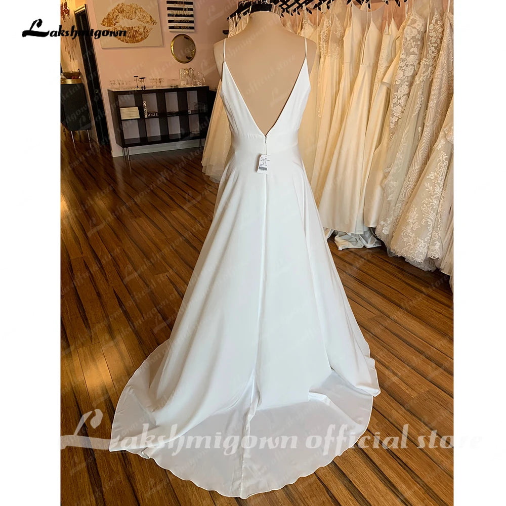 Roycebridal Simple Wedding Dresses 2025 New Arrival V Neck Long Bride Dress High Quality Zipper A-Line Elegant Bridal Gown