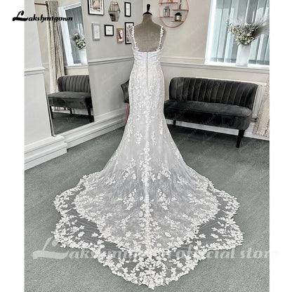 Roycebridal Luxury Lace Appliques Mermaid Wedding Dress Unlined Bodice Wedding Gowns for Women Sleeveless abito da sposa