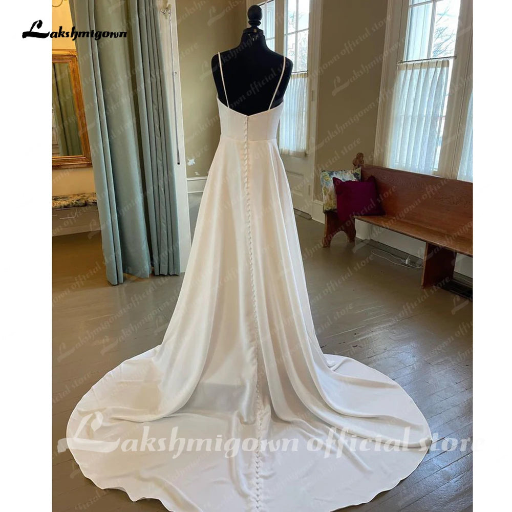 Roycebridal Modern Bridal Beach Pleat Bodice Wedding Dresses Women 2025 A Line Boho Spaghetti Straps Wedding Gowns Vedtidos De N