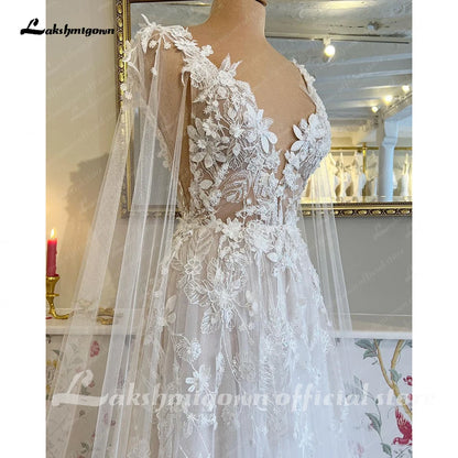 Roycebridal Lace Appliques Wedding Dress 2024 with Wraps Vestidos Garden A Line Backless Bridal Gowns vestido largo invitada bod