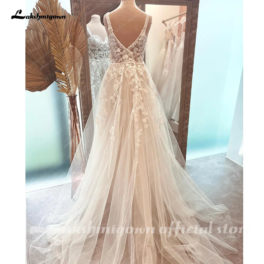 Roycebridal A Line Boho Lace Open Back Women Wedding Dress 2025 Vestidos Beach Bridal Gowns Sleeveless abito da sposa