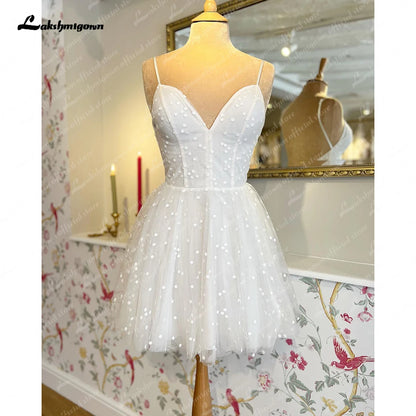 Roycebridal Lace Short Wedding Dress With Detachable Jacket Dot Tulle Long Sleeves Bridal Gowns Robe De Mariage