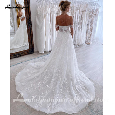 Roycebridal Off the Shoulder Wedding Dresses Lace Appliques Hochzeits Sexy Beach Bridal Gowns Robe de mariee