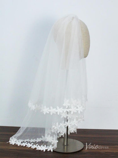 Short Lace Bridal Blusher Veils Viniodress AC1300-Veils-Viniodress-Ivory-Viniodress