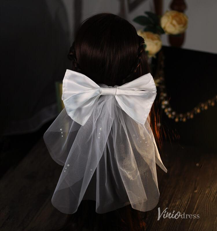 Short Satin Bow Veil for Bride Viniodress AC1311-Veils-Viniodress-Ivory-Viniodress