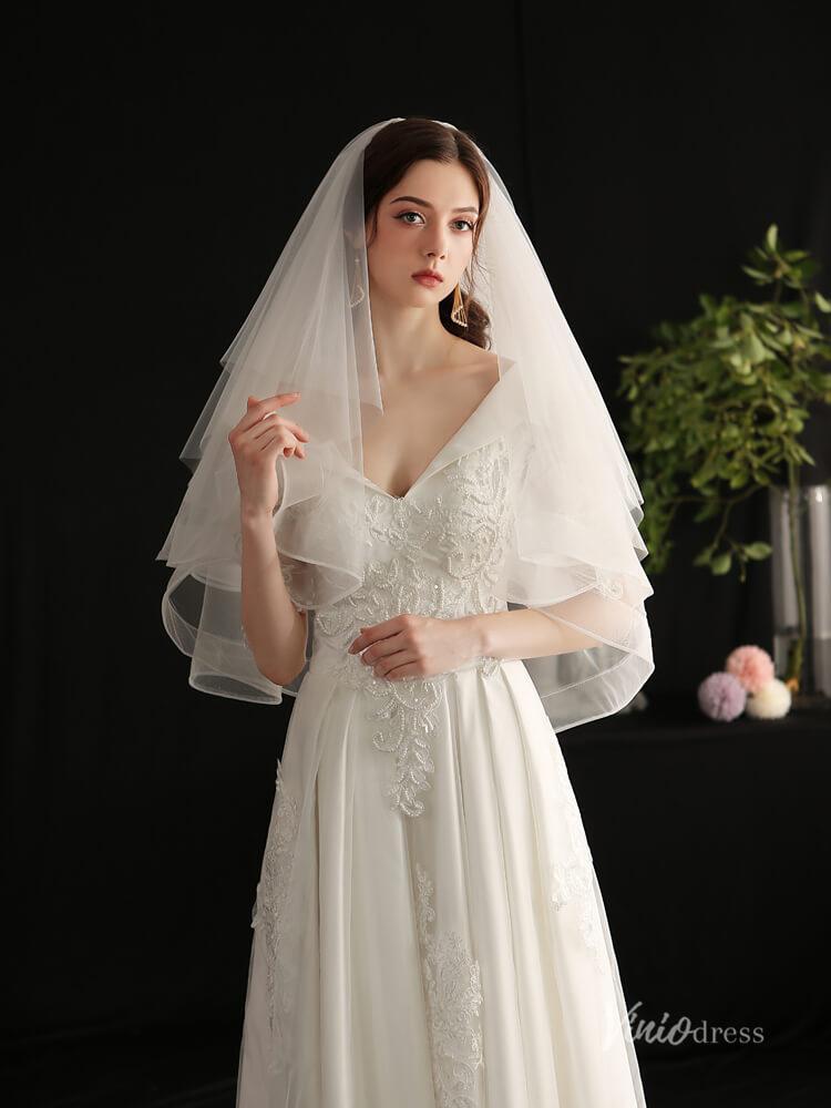 Short Tulle Bridal Veil Blusher Veils Viniodress AC1302-Veils-Viniodress-Ivory-Viniodress