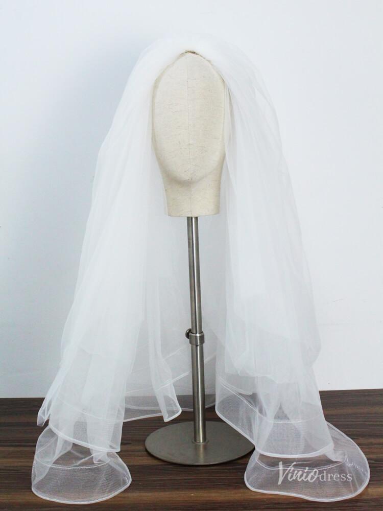 Short Tulle Bridal Veil Blusher Veils Viniodress AC1302-Veils-Viniodress-Ivory-Viniodress