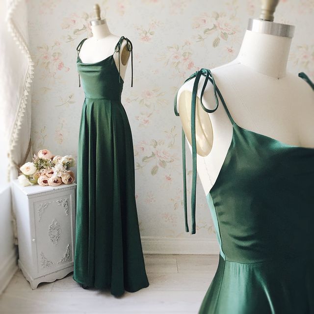 Roycebridal Simple Emerald Green Bridesmaid Dresses Long Wedding Guest Dress