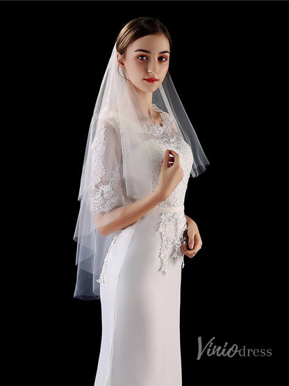 Simple 2 Tier Tulle Bridal Veil Viniodress TS1904-Veils-Viniodress-Ivory-Viniodress