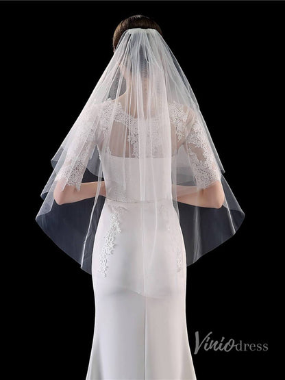 Simple 2 Tier Tulle Bridal Veil Viniodress TS1904-Veils-Viniodress-Ivory-Viniodress