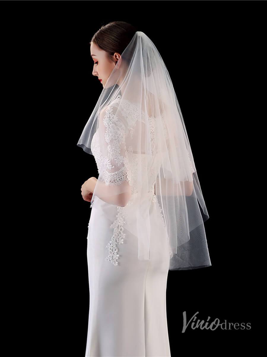 Simple 2 Tier Tulle Bridal Veil Viniodress TS1904-Veils-Viniodress-Ivory-Viniodress