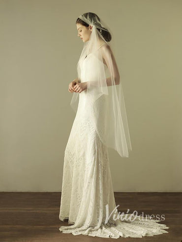 Simple Knee Length Ivory Tulle Juliet Cap Veils-Veils-Viniodress-Ivory-Viniodress