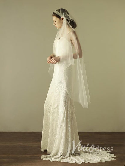 Simple Knee Length Ivory Tulle Juliet Cap Veils-Veils-Viniodress-Ivory-Viniodress