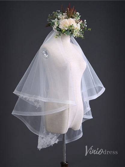 Simple Tulle Short Blusher Veil Viniodress TS17105-Veils-Viniodress-Ivory-Viniodress