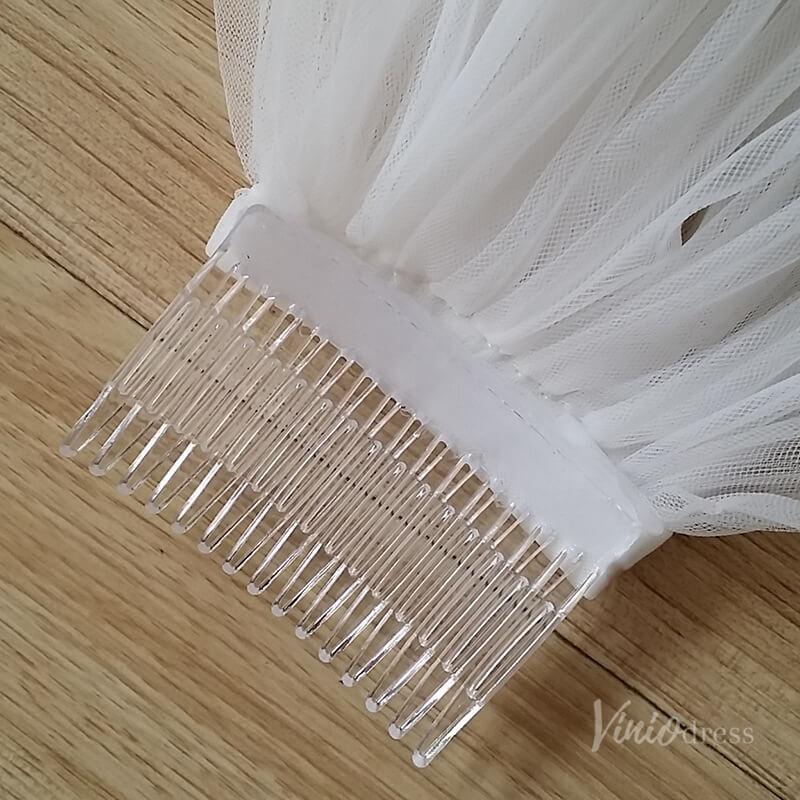 Simple Tulle Short Blusher Veil Viniodress TS17105-Veils-Viniodress-Ivory-Viniodress