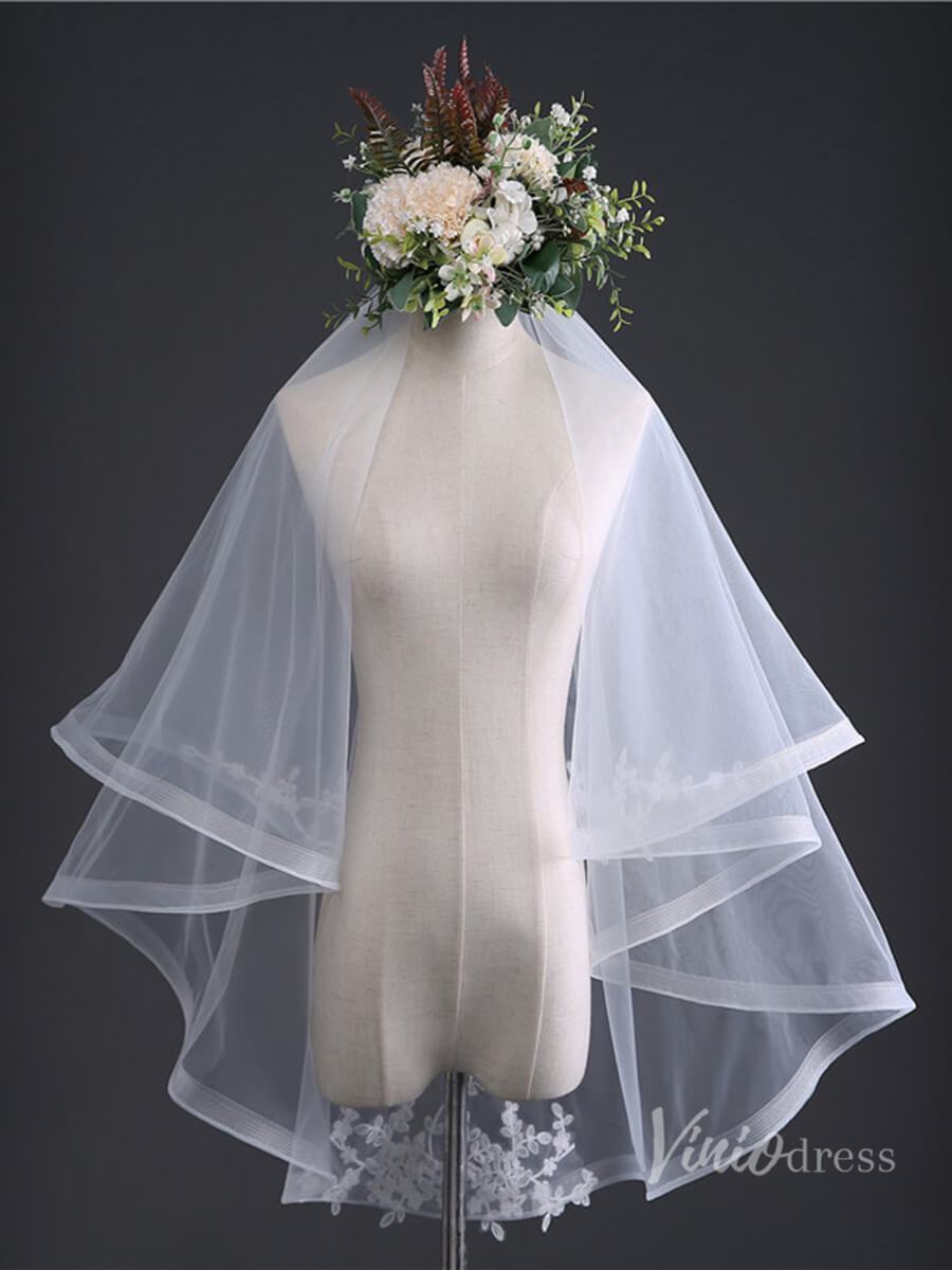 Simple Tulle Short Blusher Veil Viniodress TS17105-Veils-Viniodress-Ivory-Viniodress