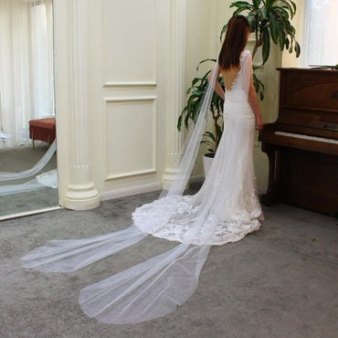 Simple Watteau Veil Set Viniodress V691-Veils-Viniodress-Ivory-Viniodress