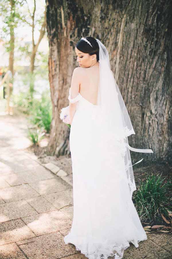 Simple Chiffon Off-the-Shoulder Beach Wedding Dresses, Bridal Dresses, MW699 | ivory chiffon wedding dresses | beach wedding dresses | simple wedding dress | www.musebridals.com