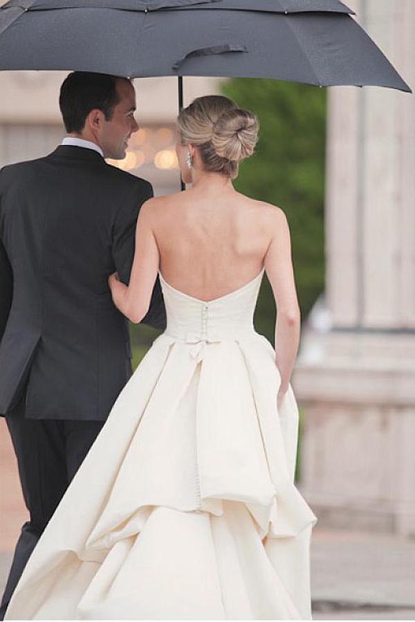 Simple Ivory Satin Sweetheart Strapless Wedding Dress With Court Train, MW532 | wedding gown | bridal dress | long wedding dress | cheap wedding dress | www.musebridals.com