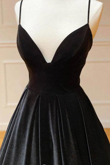 Roycebridal Roycebridal Oaklee | Simple Black Velvet Long Prom Dress, Black Evening Dress