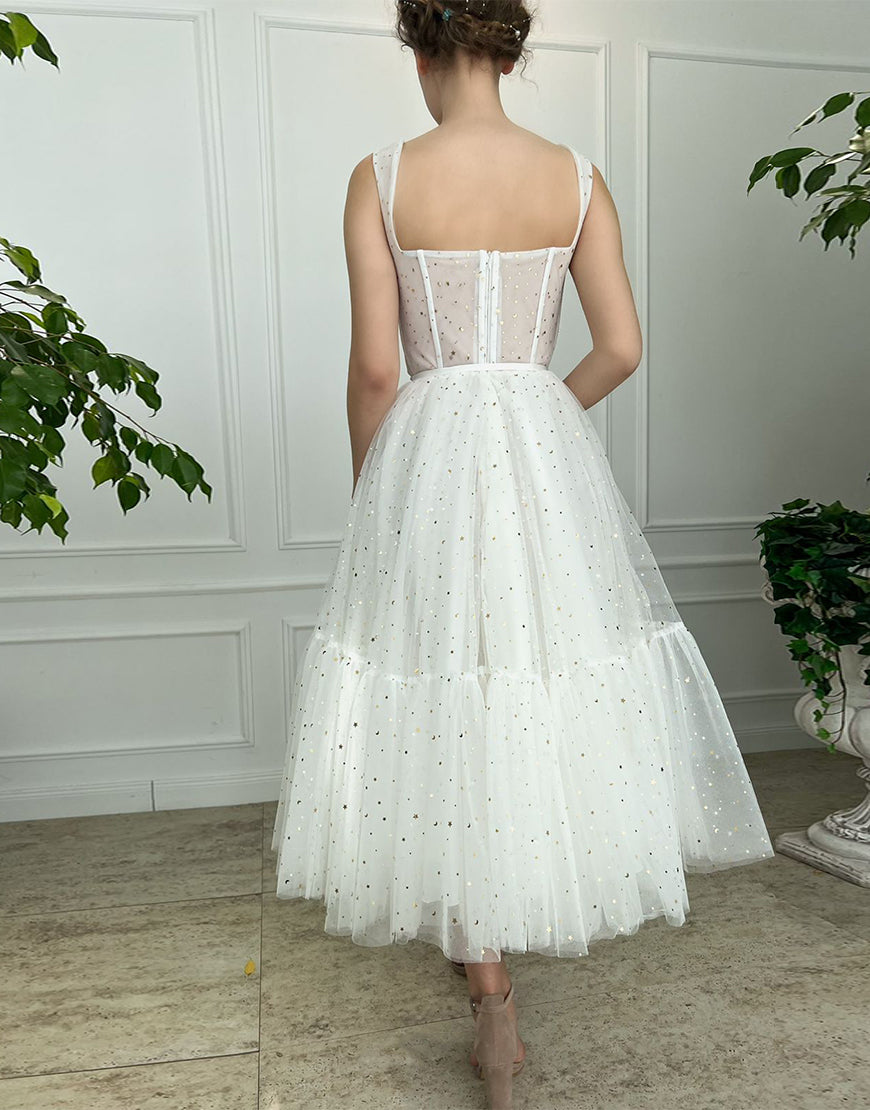 Amie | Straps Short Tulle White Homecoming Dress