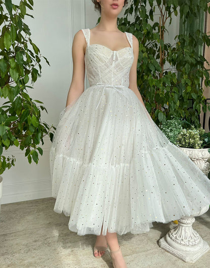 Amie | Straps Short Tulle White Homecoming Dress