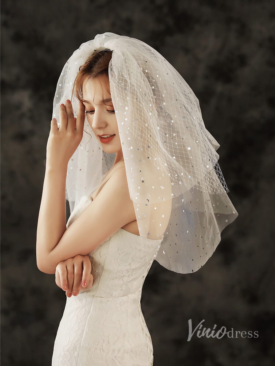 Starry Elbow Length Bridal Veil Viniodress TS1923-Veils-Viniodress-Ivory-Viniodress