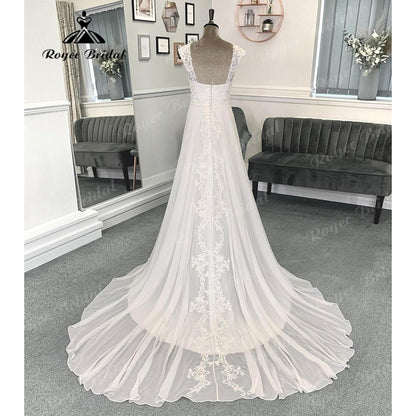 Roycebridal Summer Robes Civil Lace Bodice Chiffon Wedding Dress for Women 2024 Beach Bridal Gown