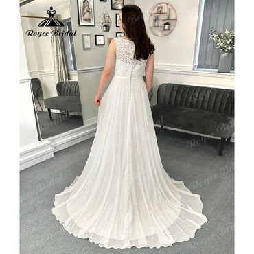 Summer Sleeveless Lace Bodice Chiffon A Line Boho Wedding Dress for Women 2024 Beach Bridal Gown vestido para boda playa Sexy