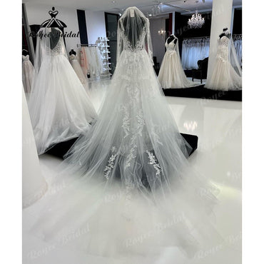 Trouwjurk Lace Appliques Beads Wedding Gown for Women 2025 robe longue Bridal Gown Sleeveless sukienka na wesele Roycebridal