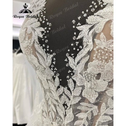 Trouwjurk Lace Appliques Beads Wedding Gown for Women 2025 robe longue Bridal Gown Sleeveless sukienka na wesele Roycebridal