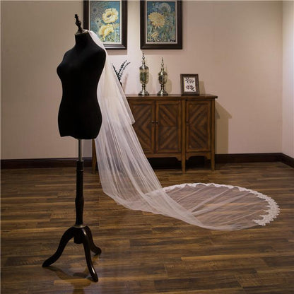 Roycebridal Vintage Two-Tier Tulle Bridal Veil Wedding Veil With Lace