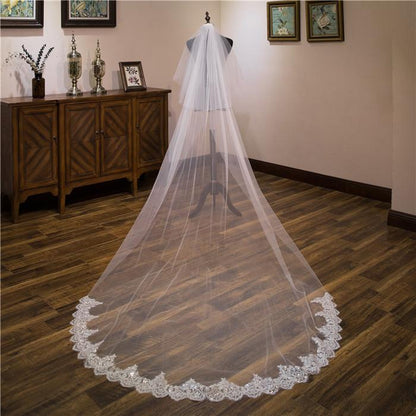 Roycebridal Vintage Two-Tier Tulle Bridal Veil Wedding Veil With Lace