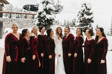 Roycebridal Long Sleeves Burgundy Velvet Bridesmaid Dresses for Fall Winter Wedding