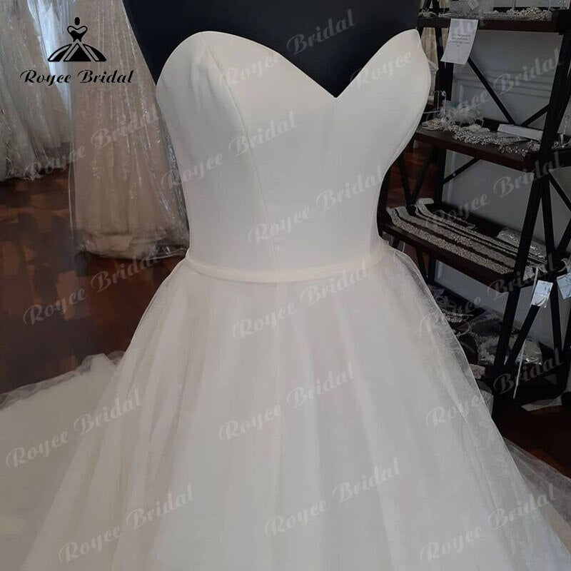 Roycebridal Vestido Novia Sweetheart Satin Tulle A Line Wedding Dress Off the Shoulder 2025 Bridal Ball Gown for Women sukienka na wesele