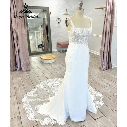 Vintage Boho Lace Appliques Mermaid Backless Wedding Dress for Women 2024 Bridal Gown Custom Made vestido de boda corte sirena