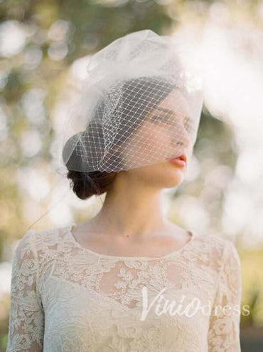 Vintage-Inspired Ivory Tulle and Mesh Birdcage Veils ACC1088-Veils-Viniodress-Ivory-Viniodress