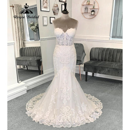 Roycebridal Vintage Lace Sweetheart Neckline Mermaid Off Shoulder Wedding Dress for Women 2024 Appliques Bridal Gown robe de soirée femme