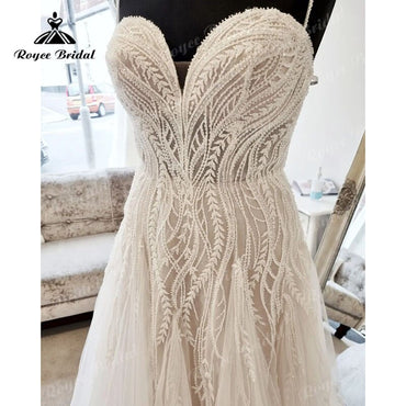 Roycebridal Vintage Spaghetti Straps Sweetheart Lace A Line Wedding Dress for Women 2025 Vestidos Civil Bridal Summer Beach Wedding Gown