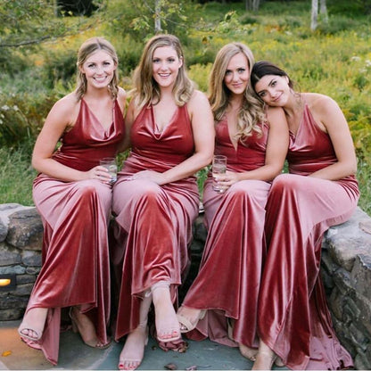 Beach velvet bridesmaid dresses