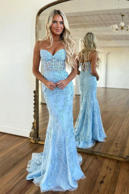 Roycebridal Evie |Mermaid Strapless Lace Prom Dress With Appliques