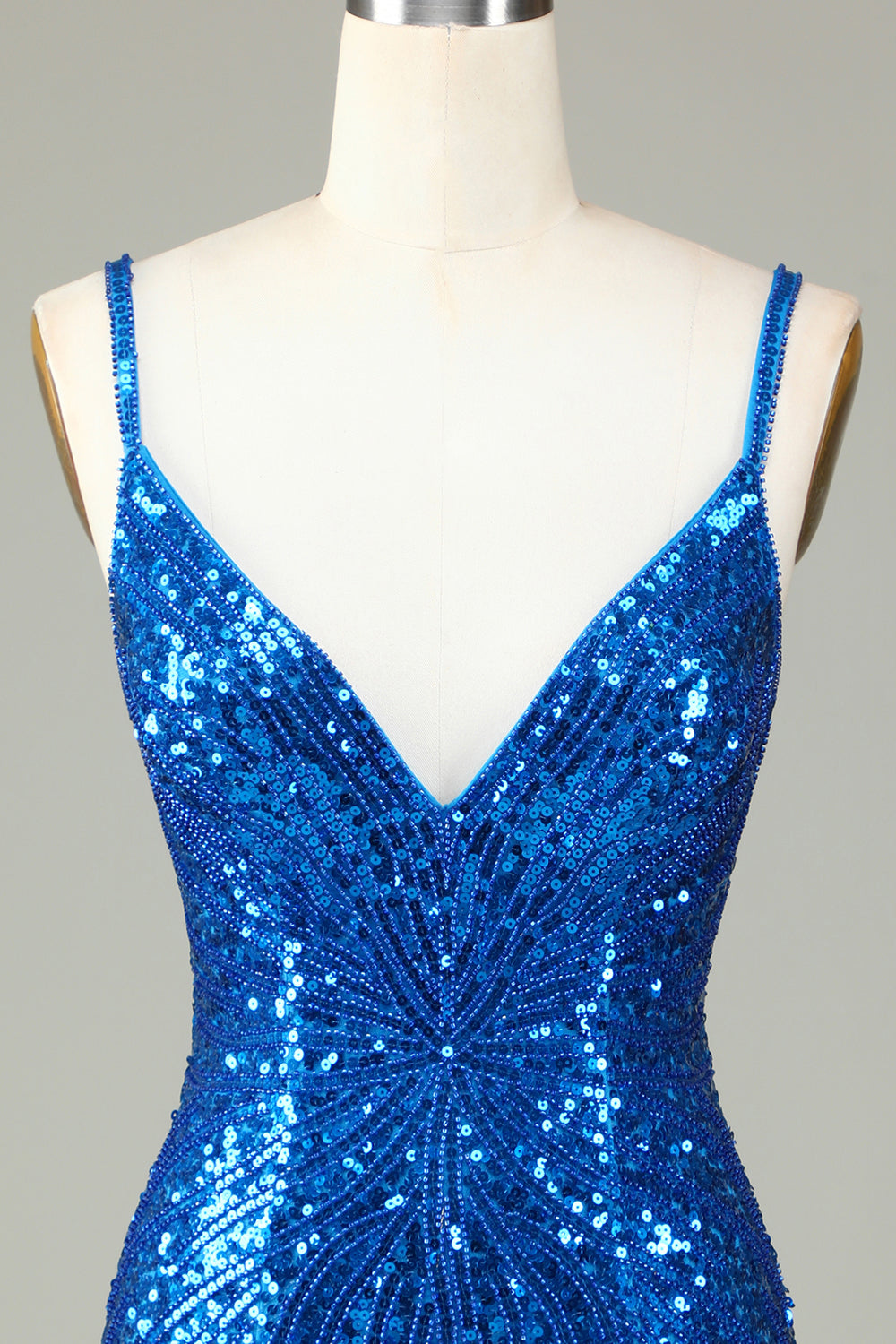 Sparkly Blue Bodycon Lace-Up Back Beaded Short Homecoming Dress with Tassel