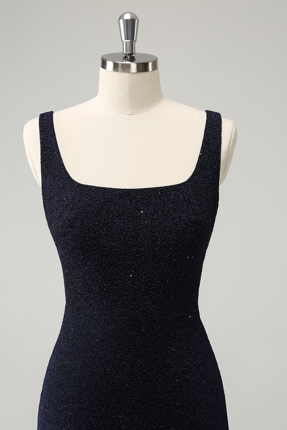 Chic Dark Blue Bodycon Square Neck Short Homecoming Dress with Slit