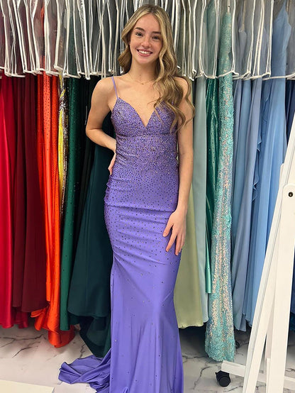 Roycebridal Avayah | Mermaid Blue V-Neck Long Prom Dress