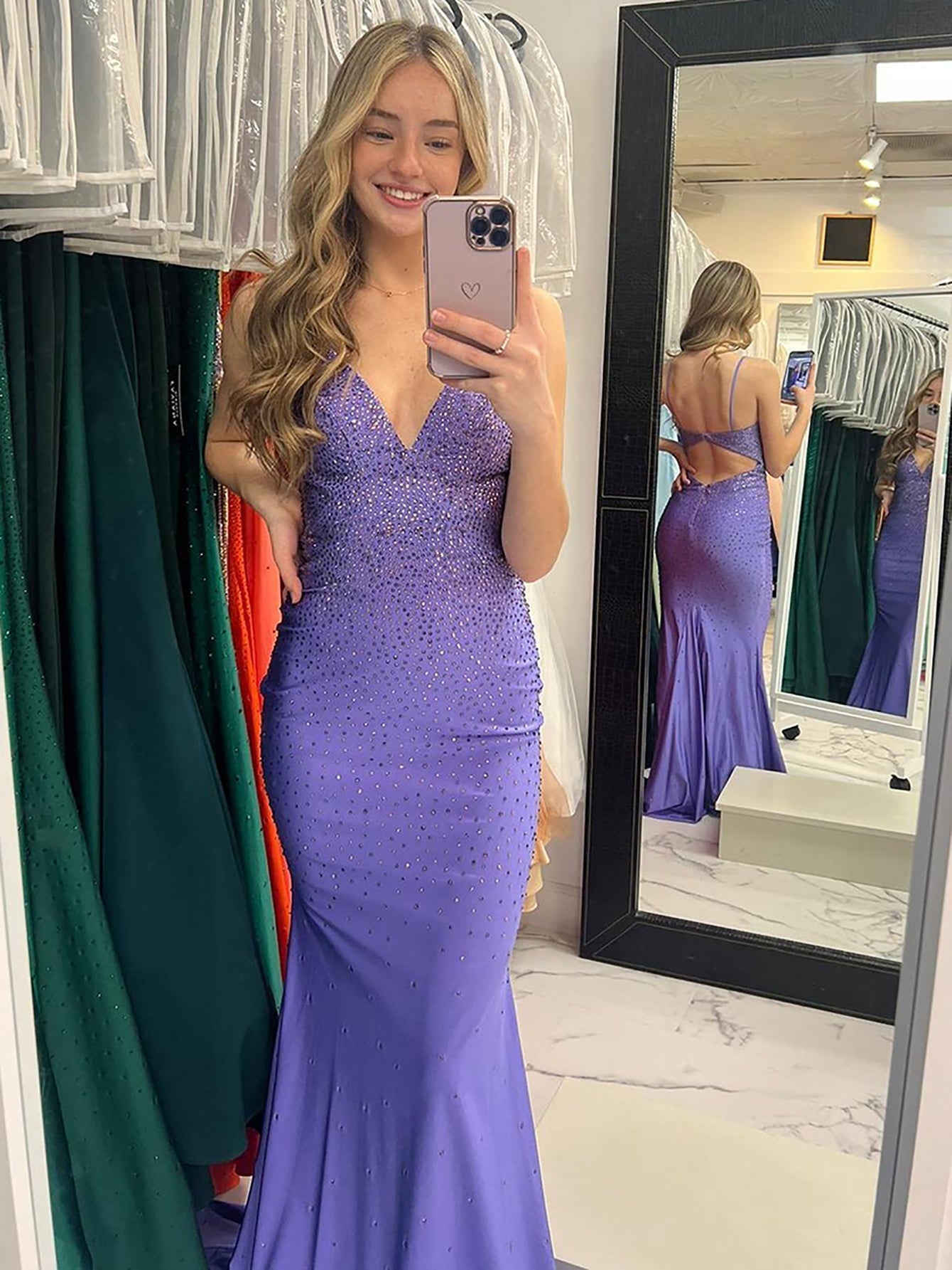 Roycebridal Avayah | Mermaid Blue V-Neck Long Prom Dress