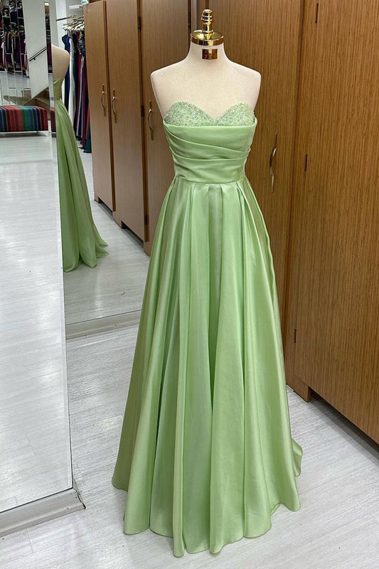 Roycebridal Green Sweetheart Long Sequined Prom Dress